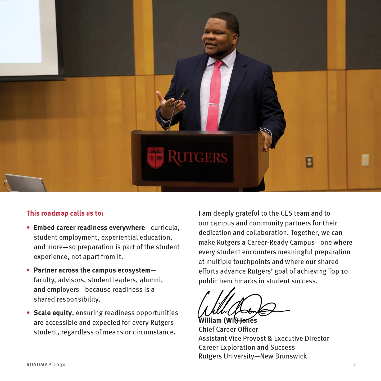 Page 2: Letter from the Chief Career Officer — continued