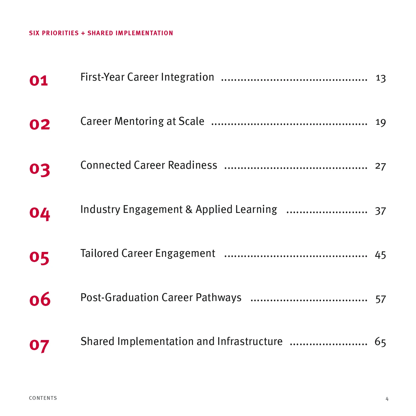 Page 4: Six priorities + shared implementation