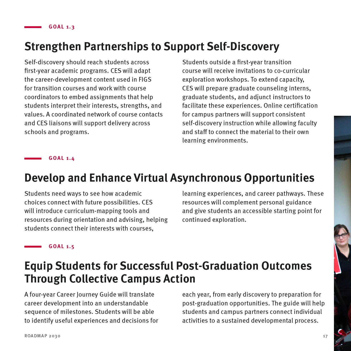 Page 17: Goal 1.3 — Strengthen Partnerships to Support Self-Discovery