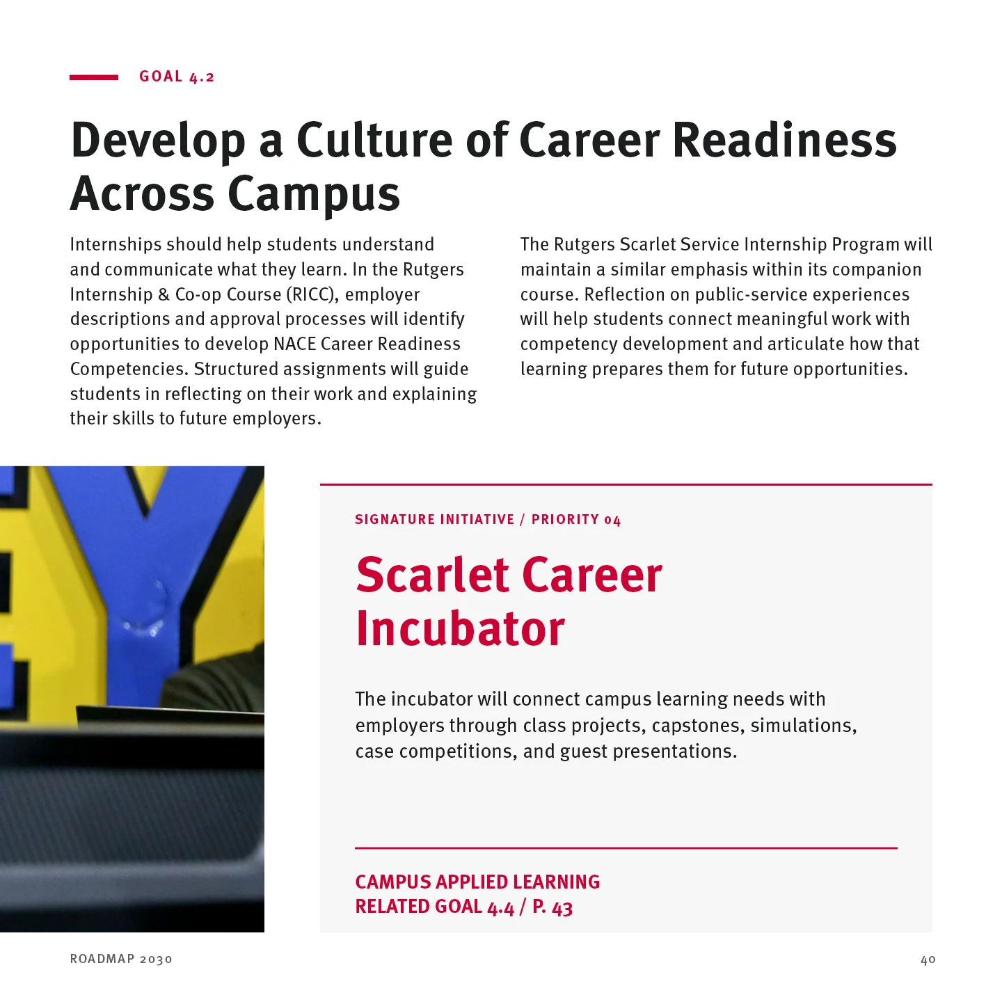 Page 40: Goal 4.2 — Develop a Culture of Career Readiness Across Campus