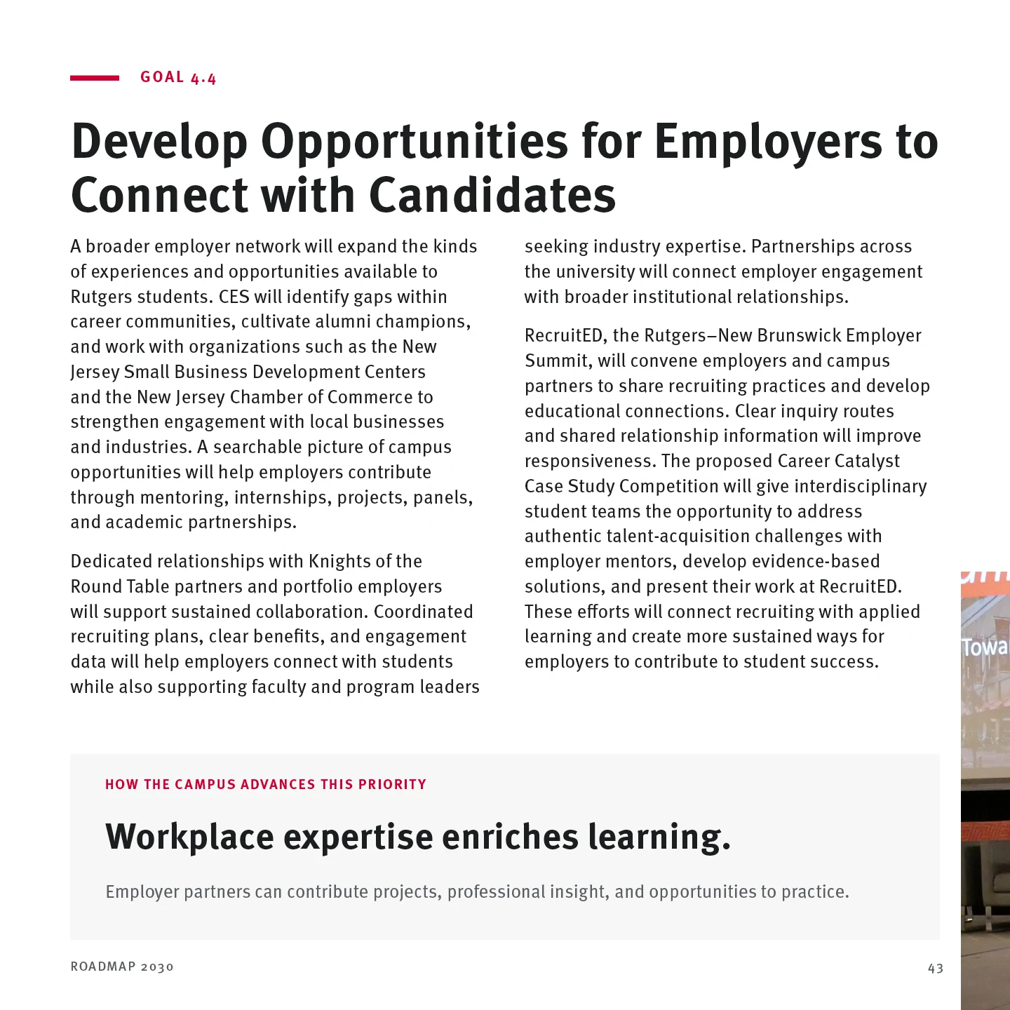 Page 43: Goal 4.4 — Develop Opportunities for Employers to Connect with Candidates