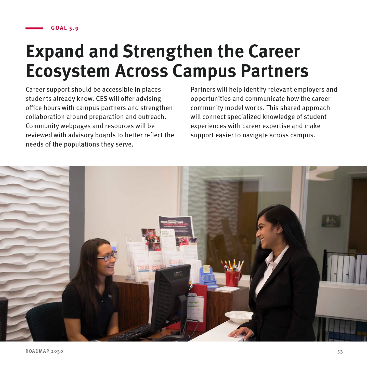 Page 53: Goal 5.9 — Expand and Strengthen the Career Ecosystem Across Campus Partners