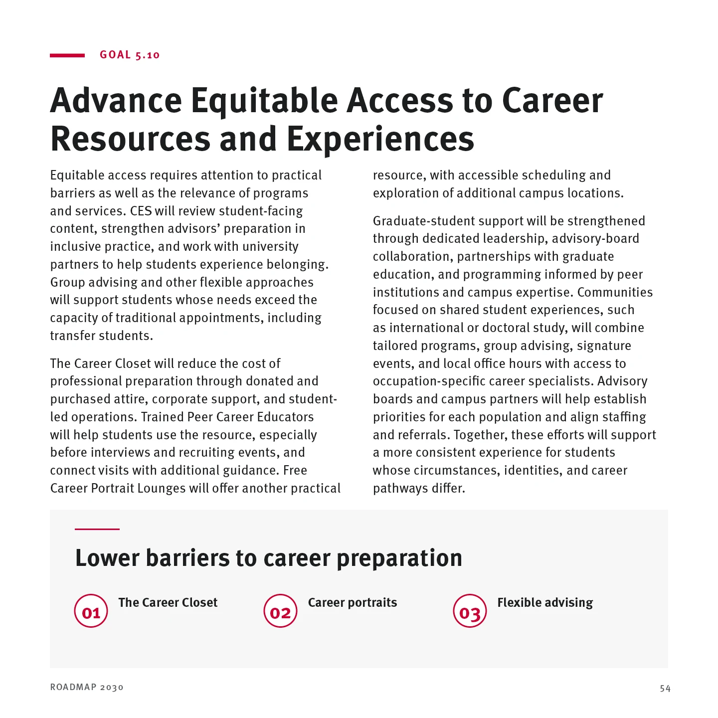 Page 54: Goal 5.10 — Advance Equitable Access to Career Resources and Experiences