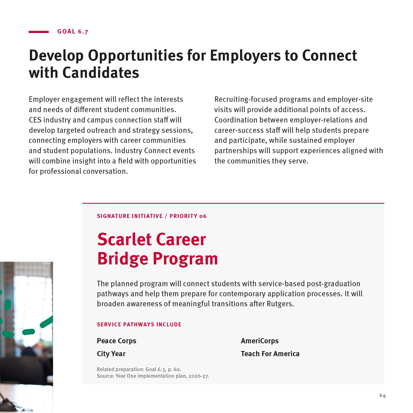 Page 64: Goal 6.7 — Develop Opportunities for Employers to Connect with Candidates